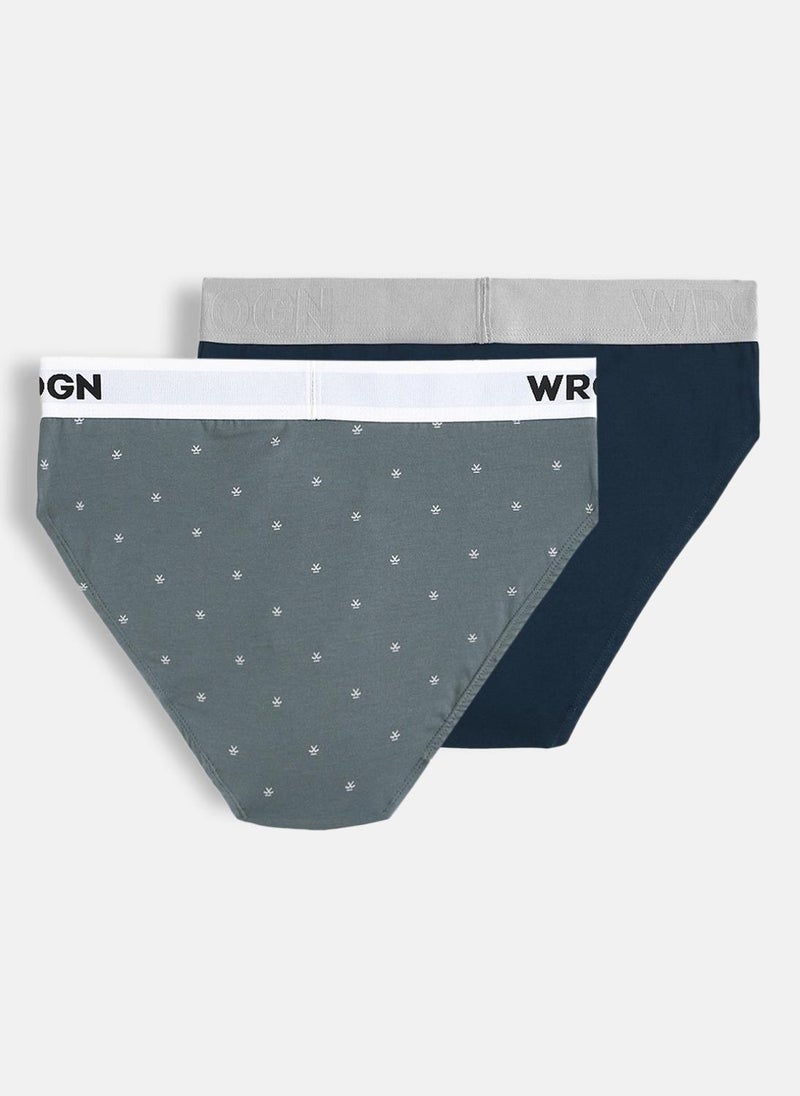 Wrogn Pure Cotton Solid & Print Pack of 2 Briefs - Image 2